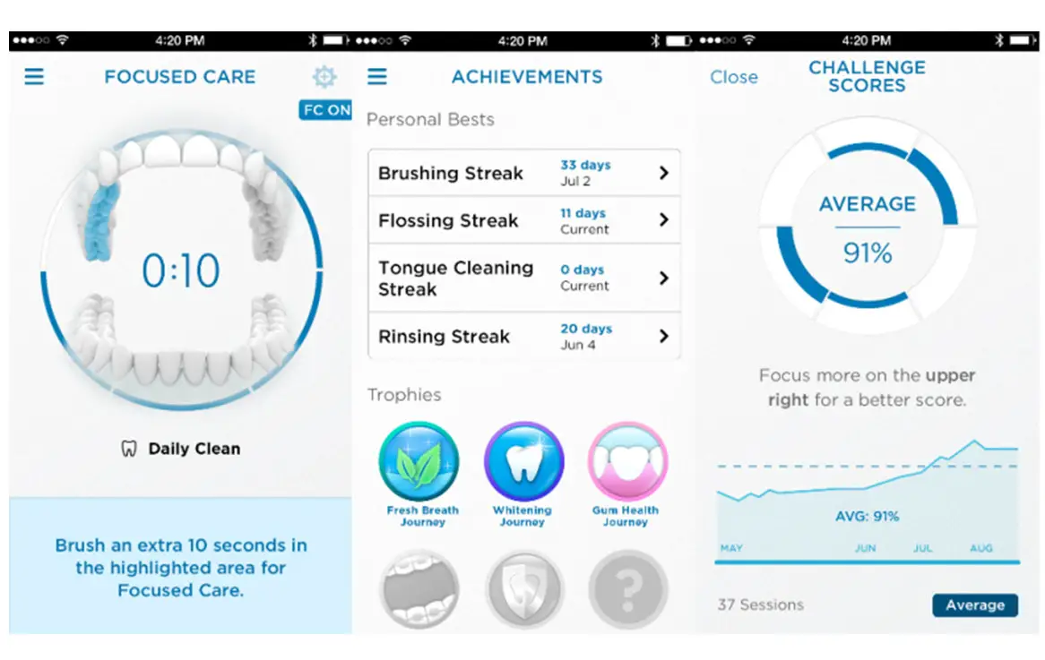 Oral-B APP interface of data interaction on smart phone
