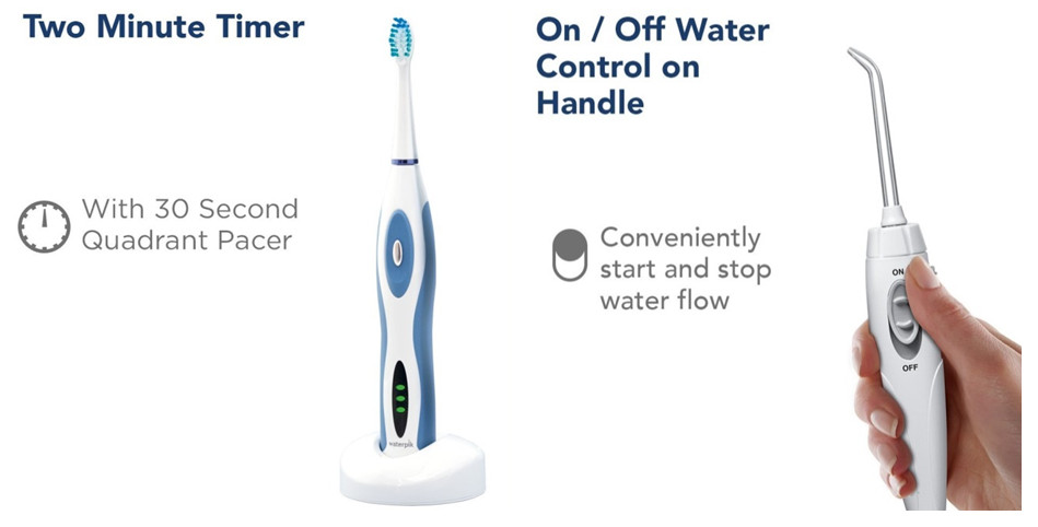 Sensonic toothbrush and water flosser handle of Complete Care series